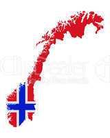 Karte und Fahne von Norwegen