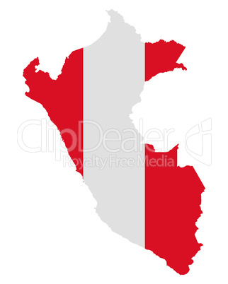 Karte und Fahne von Peru