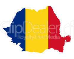 Karte und Fahne von Rumänien