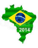 Karte und Fahne von Brasilien mit Fußball
