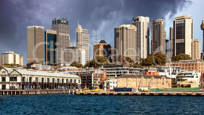 Sydney Australia view from ferry, City and Skyscrapers