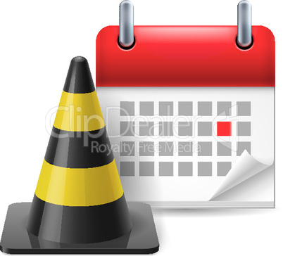 Traffic cone and calendar