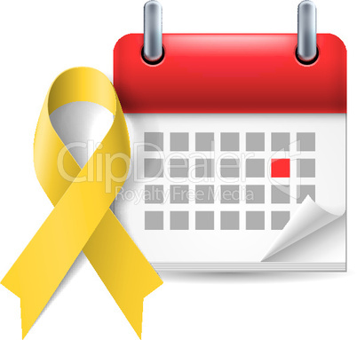 Yellow awareness ribbon and calendar