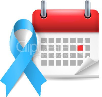 Blue awareness ribbon and calendar