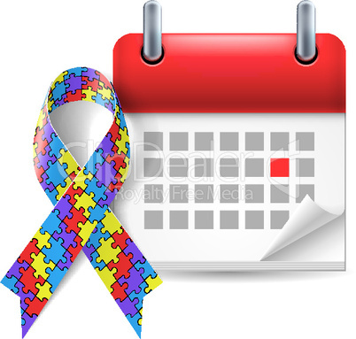 Puzzle awareness ribbon and calendar