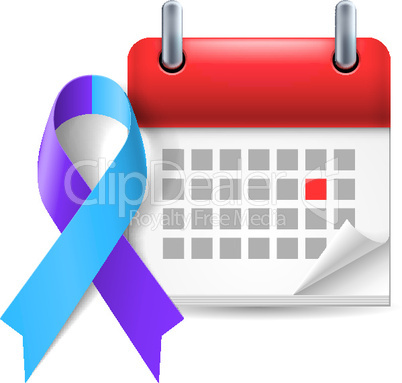 Blue and purple awareness ribbon and calendar