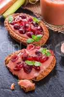 rhubarb tartelette with cranberry