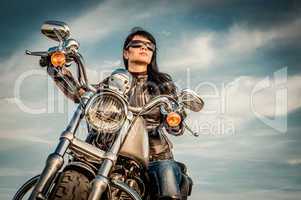 biker girl on a motorcycle