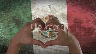 Hands Heart Symbol Mexico Flag