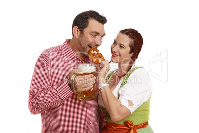 Couple in traditinal bavarian costumes