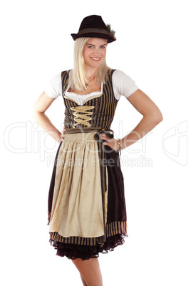 Young blonde woman in traditional bavarian costume