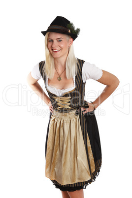 Young blonde woman in traditional bavarian costume