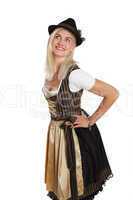 Young blonde woman in traditional bavarian costume
