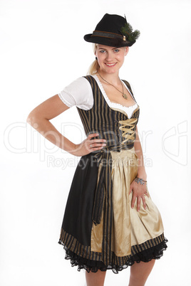 Young blonde woman in traditional bavarian costume