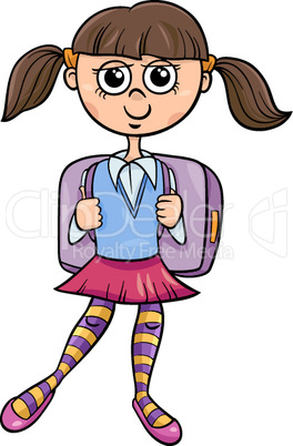 primary school girl cartoon illustration
