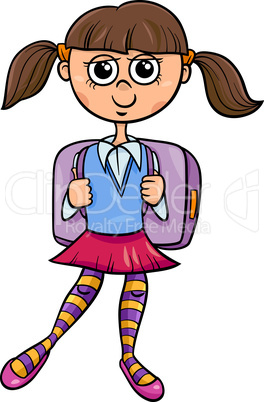 primary school girl cartoon illustration