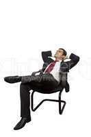 Business man relaxing on a chair looking up