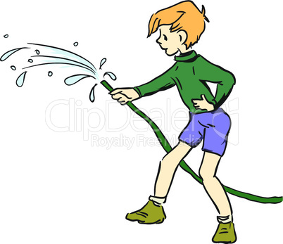 boy with hose