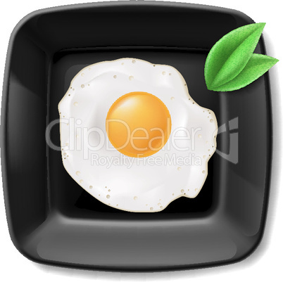 Fried eggs served on black plate