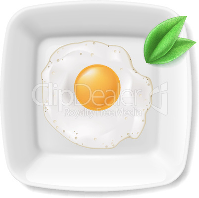 Fried eggs served on white plate