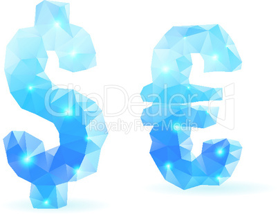 Blue polygonal font