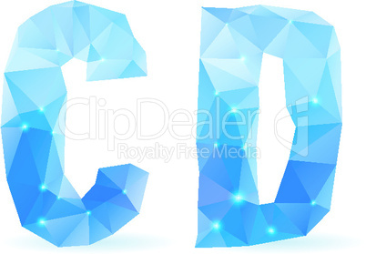 Blue polygonal font