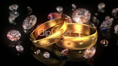 Wedding rings and diamonds,  beautiful background