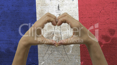 hands heart symbol french flag