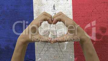 hands heart symbol french flag