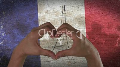 Hands Heart Symbol French Flag