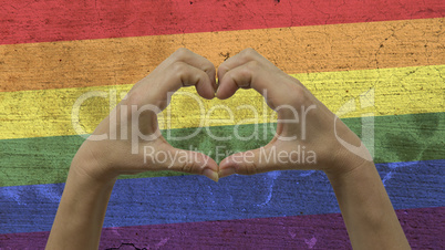 hands heart symbol lgbt flag