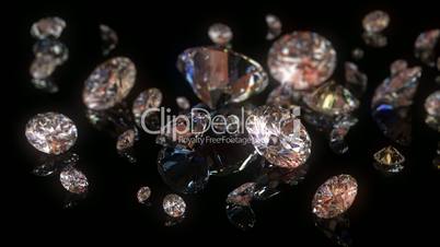 beautiful diamonds background with changing depth of field