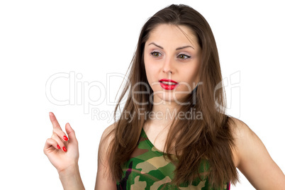 Thoughtful Girl in camouflage shirt