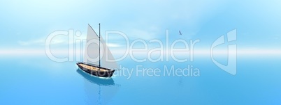 Sailing boat, 360 degrees effect - 3D render