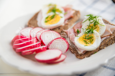 Vollkornbrot mit Schnittlauch und Ei