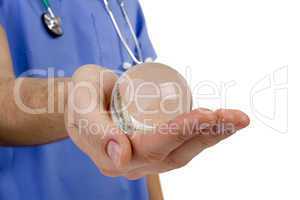 Doctor hand globe