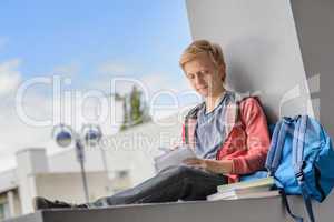 Student boy studying at university campus