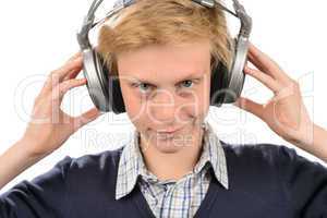 Smiling teenage boy with headphones