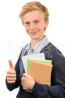 Successful teenage student thumb-up
