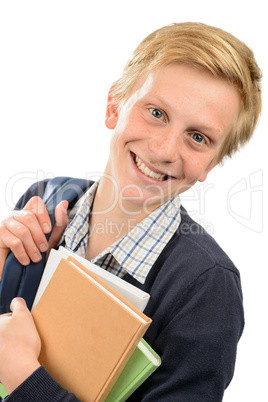 Happy teenage student holding books Happy teenage student holding books