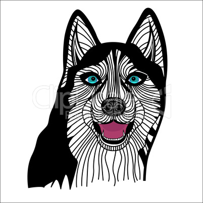 Dog husky head vector animal illustration for t-shirt.
