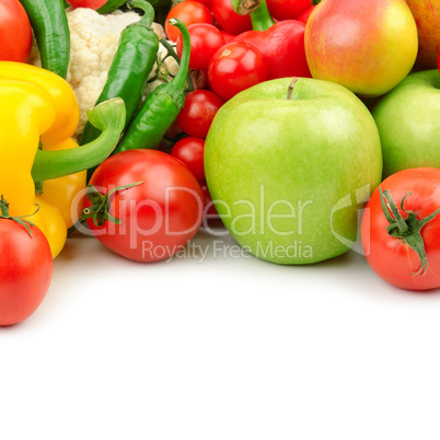 fruits and vegetables isolated on a white background