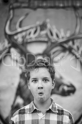 Fun portrait of the teenager boy