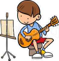 boy with guitar cartoon illustration