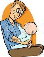 father with baby cartoon illustration