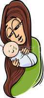 mother with baby cartoon illustration