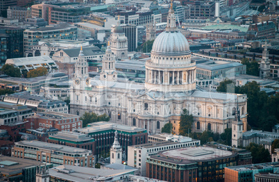 The St. Paul Cathedral, aerial view of London