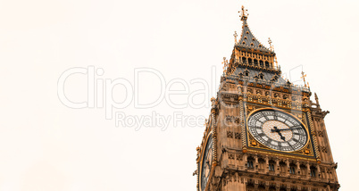 The Big Ben Tower, London. Isolated on white background