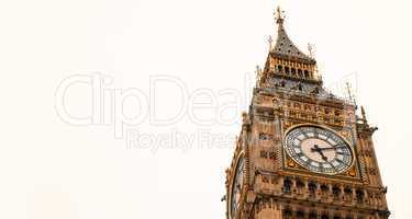 The Big Ben Tower, London. Isolated on white background