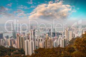 Wonderful panoramic view of Hong Kong from a high vantage point